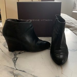 Black leather ankle boots